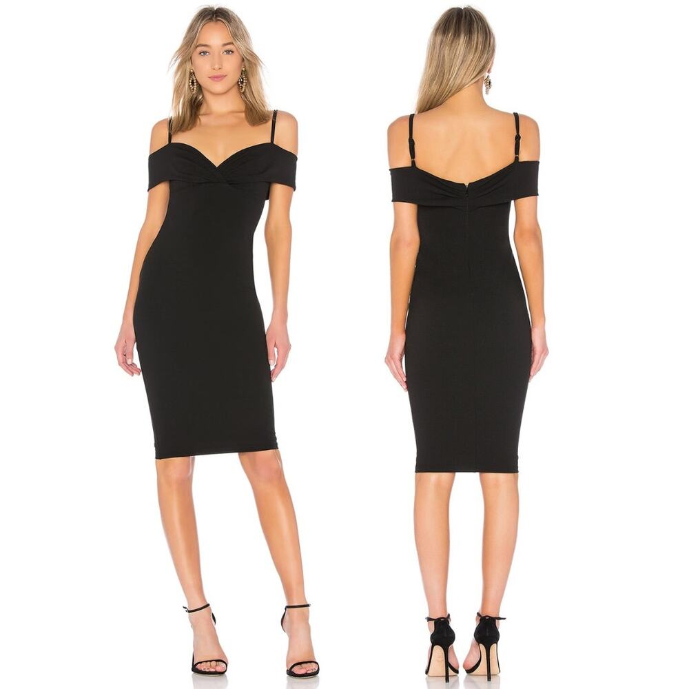 Nookie Phoenix Dress Midi Sheath Off Shoulder Evening Formal Gala Party Hoco S